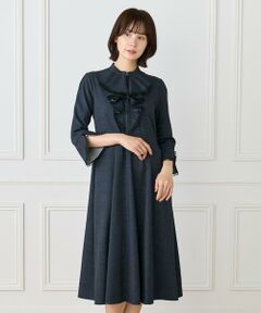 INED / イネド ミニ丈・ひざ丈ワンピース | ラッフル七分袖ワンピース
