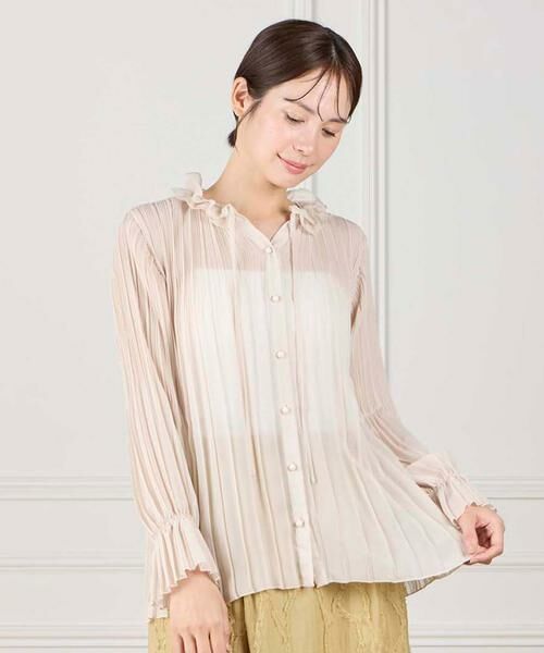 INED / イネド シャツ・ブラウス | フリルネックプリーツブラウス | 詳細1