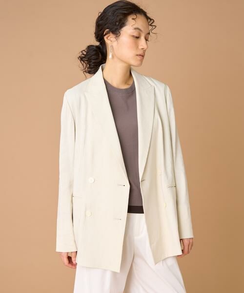 INED / イネド テーラードジャケット | リネンダブルブレストジャケット《PONTERORTO》（アイボリー2）