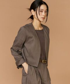 INED / イネド ノーカラージャケット | 《大きいサイズ》リネンスペンサージャケット《PONTETORTO》