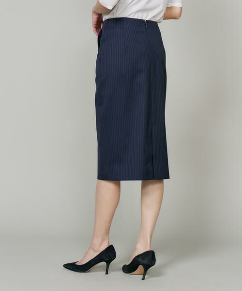 INED / イネド ミニ・ひざ丈スカート | シルクウールストライプペンシルスカート | 詳細11