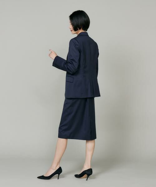 INED / イネド ミニ・ひざ丈スカート | シルクウールストライプペンシルスカート | 詳細8