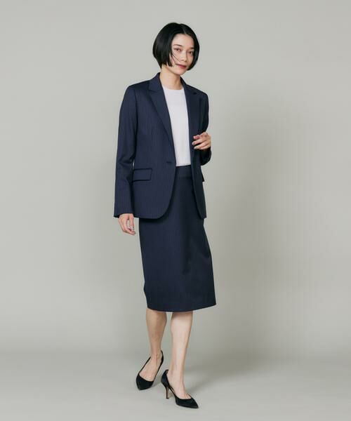 INED / イネド ミニ・ひざ丈スカート | 《大きいサイズ》シルクウールストライプペンシルスカート | 詳細7