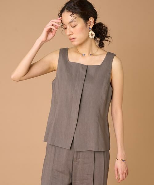 INED / イネド ベスト | リネンスクエアネックジレ《PONTERORTO》 | 詳細1