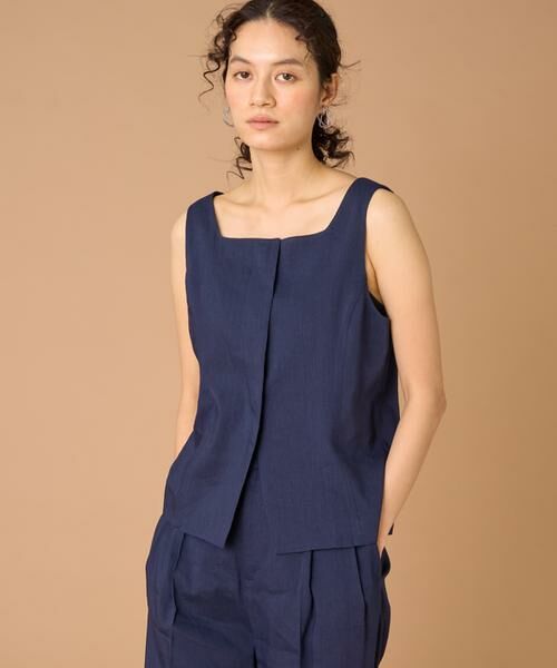 INED / イネド ベスト | リネンスクエアネックジレ《PONTERORTO》（ネイビー）