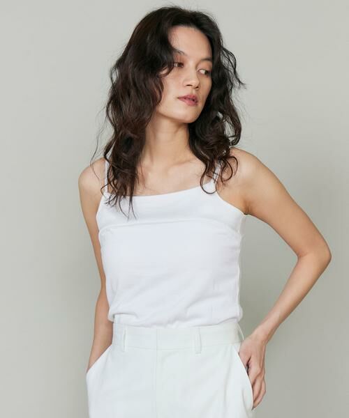 INED / イネド キャミソール・チューブトップ | スビンMIXコットンサテン切り替えキャミソール《スビン綿MIX天竺/A-GIRL’S 》（ホワイト）