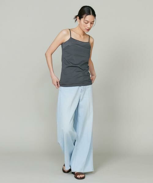 INED / イネド キャミソール・チューブトップ | 《大きいサイズ》スビンMIXコットンサテン切り替えキャミソール《スビン綿MIX天竺/A-GIRL’S 》 | 詳細2