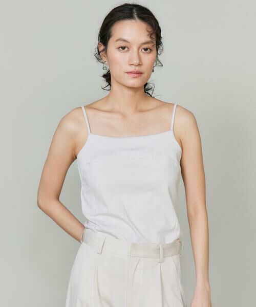 INED / イネド キャミソール・チューブトップ | 《大きいサイズ》スビンMIXコットンサテン切り替えキャミソール《スビン綿MIX天竺/A-GIRL’S 》（グレー1）