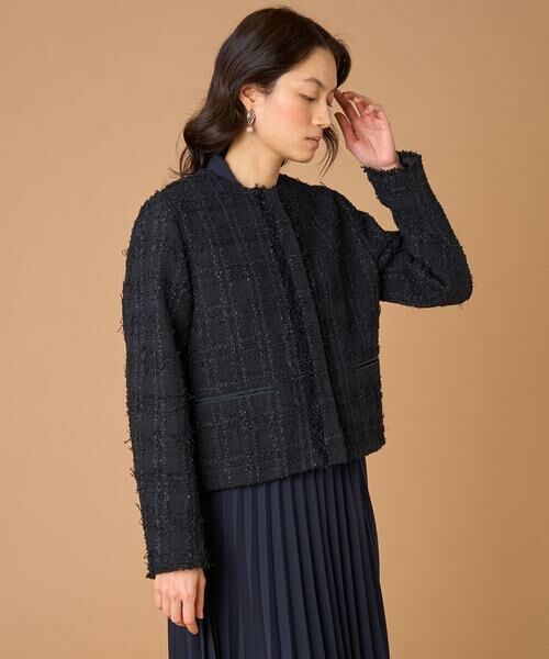 INED / イネド ノーカラージャケット | 《大きいサイズ》ノーカラーツイードジャケット《LINTON》 | 詳細10