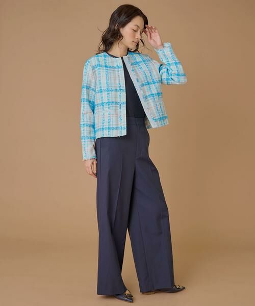 INED / イネド ノーカラージャケット | 《大きいサイズ》ノーカラーツイードジャケット《LINTON》 | 詳細4