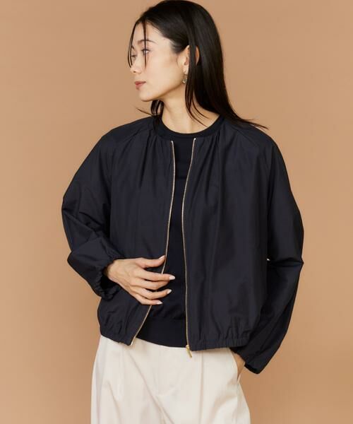 INED / イネド ブルゾン | 《大きいサイズ》ギャザーブルゾン（ネイビー）