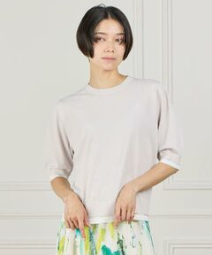 INED / イネド ニット・セーター | 《大きいサイズ》クルーネック5分袖サマーニット