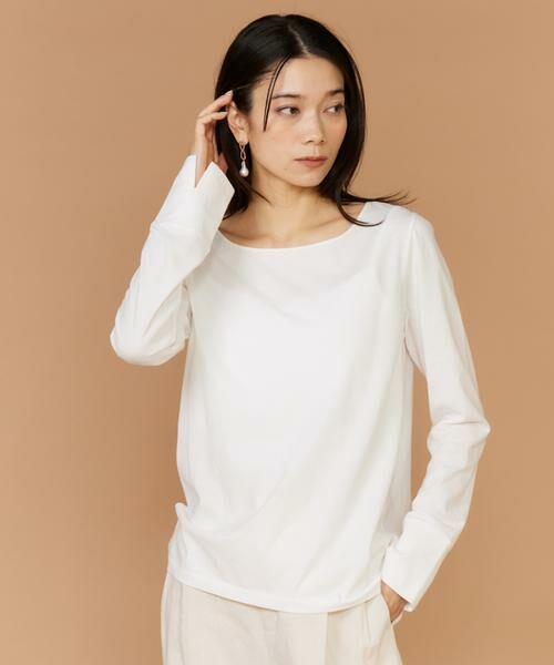 INED / イネド Tシャツ | 《大きいサイズ》スクエアネックプルオーバー（オフホワイト1）