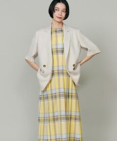 INED / イネド ミニ丈・ひざ丈ワンピース | 先染めチェックタックディティールワンピース