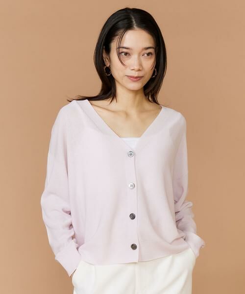INED / イネド カーディガン・ボレロ | Vネックカーディガン《Cuoo》（グレイッシュピンク3）