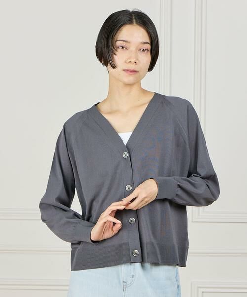 INED / イネド カーディガン・ボレロ | Vネックカーディガン（チャコールグレー3）