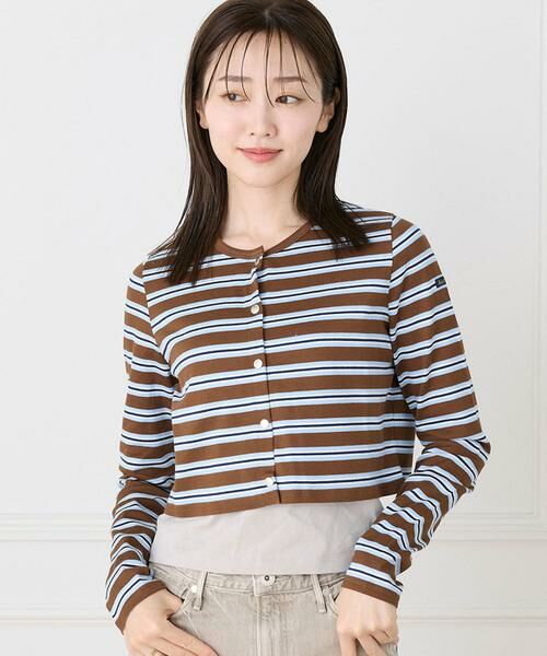 INED / イネド カットソー | ルミノア ボーダーショートカーディガン　SHORT CARDIGAN《Le minor》 | 詳細1