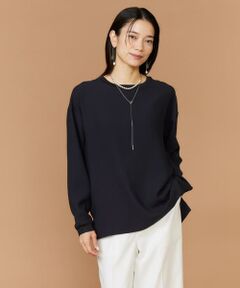 INED / イネド Tシャツ | 《大きいサイズ》衿リブブラウスTシャツ