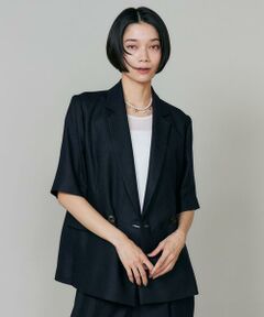 INED / イネド テーラードジャケット | 麻調ハーフスリーブジャケット