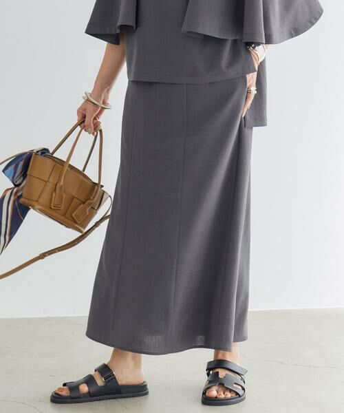 INED / イネド ロング・マキシ丈スカート | 《大きいサイズ》マーメイドフレアスカート《三尋木奈保コラボ》（チャコールグレー3）