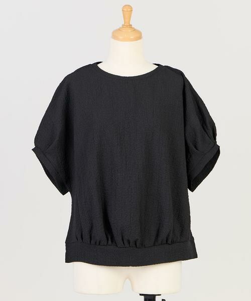 INED / イネド Tシャツ | 裾ギャザードルマンスリーブカットソー（ブラック）