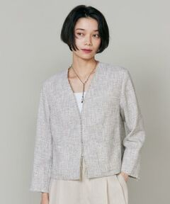 INED / イネド ノーカラージャケット | からみ織りジャケット
