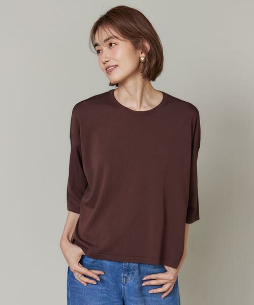 INED / イネド ニット・セーター | 《大きいサイズ》Tシャツ風ニット（ブラウン）