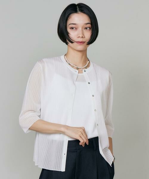 INED / イネド カーディガン・ボレロ | 《大きいサイズ》リブカーディガン（オフホワイト1）