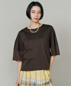 INED / イネド Tシャツ | 《大きいサイズ》袖シアープルオーバーカットソー