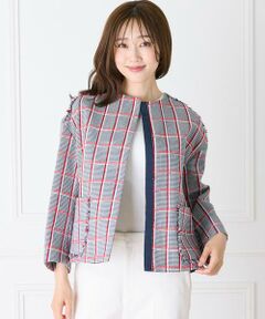 INED / イネド ノーカラージャケット | ノーカラーツイードジャケット《LINTON》