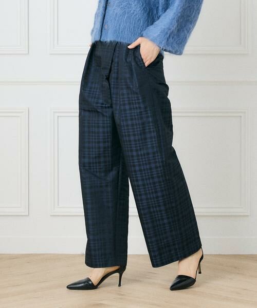 INED / イネド その他パンツ | 《大きいサイズ》チェックジャガードラップパンツ《la veille by SUPERIOR CLOSET》（ネイビー）