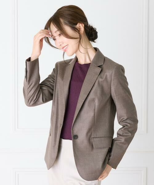 INED / イネド テーラードジャケット | 《大きいサイズ》シングルテーラードジャケット《Loro Piana/ロロ・ピアーナ》（モカチャ3）