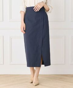INED / イネド ミニ・ひざ丈スカート | 《大きいサイズ》ラップ風ストレートシルエットスカート