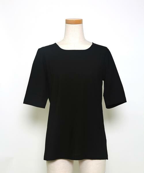 INED / イネド Tシャツ | 《大きいサイズ》スクエアネックカットソー（ブラック）