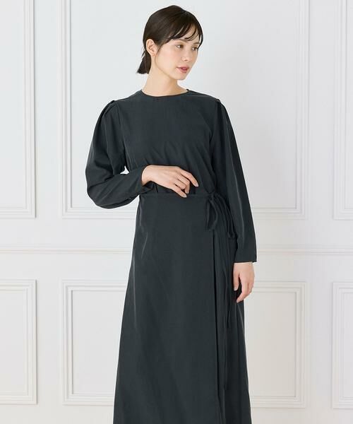 INED / イネド ロング・マキシ丈ワンピース | ラップデザインワンピース | 1枚で洗練された大人キレイめスタイル 共布リボン/ウエストマーク/手洗い可/微光沢/細見え | 詳細11