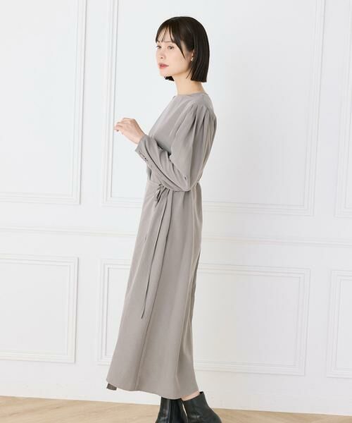 INED / イネド ロング・マキシ丈ワンピース | ラップデザインワンピース | 1枚で洗練された大人キレイめスタイル 共布リボン/ウエストマーク/手洗い可/微光沢/細見え | 詳細9