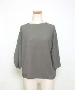 INED / イネド ニット・セーター | パフスリーブニット《Cuoo》｜ さらりと極上の着心地。1枚で魅せる洗練ボートネックニット 五分袖/二の腕カバー/鹿の子編み/ホールガーメント/快適素材