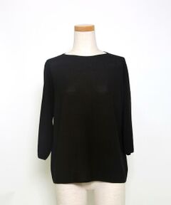 INED / イネド ニット・セーター | パフスリーブニット《Cuoo》｜ さらりと極上の着心地。1枚で魅せる洗練ボートネックニット 五分袖/二の腕カバー/鹿の子編み/ホールガーメント/快適素材