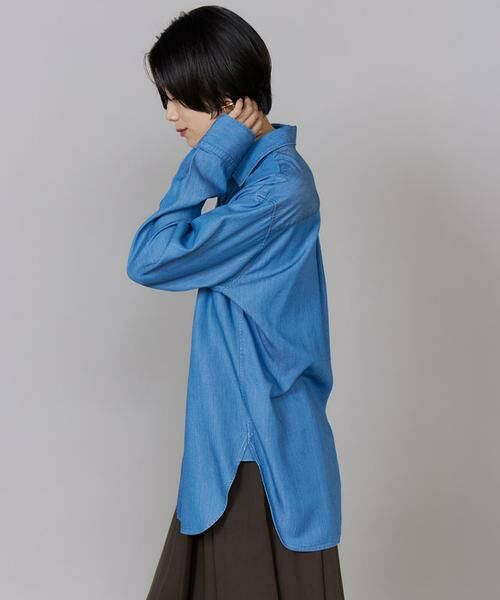 INED / イネド シャツ・ブラウス | 《大きいサイズ》レギュラーカラーデニムシャツ ｜ モイストな肌触りと上品な光沢感で魅せる大人デニム 軽量/手洗い可 | 詳細12