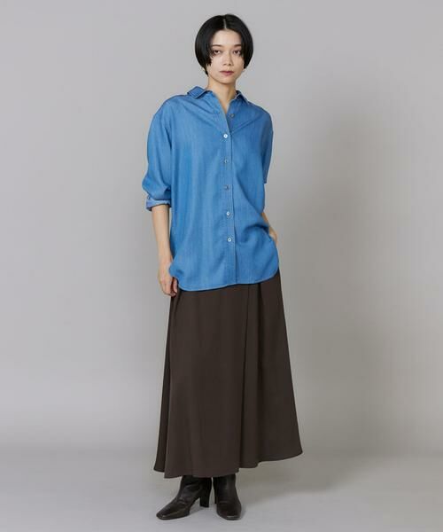 INED / イネド シャツ・ブラウス | 《大きいサイズ》レギュラーカラーデニムシャツ ｜ モイストな肌触りと上品な光沢感で魅せる大人デニム 軽量/手洗い可 | 詳細2