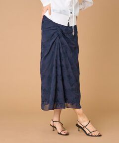INED / イネド ミニ・ひざ丈スカート | 《大きいサイズ》シフォン刺繍スカート