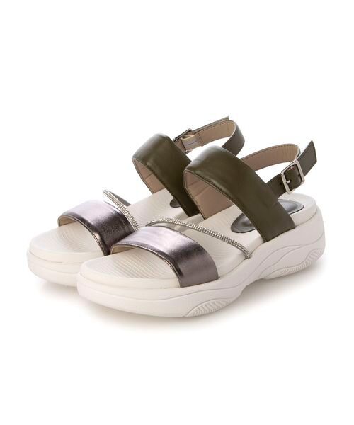 ing/イング 厚底スポーツサンダル カーキコンビ M