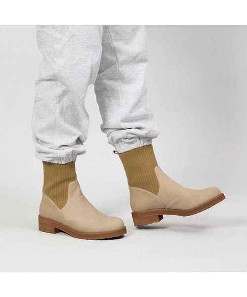 ing / イング ブーツ（ショート丈） | ニットデザインショートブーツ（ベージュヌバック）