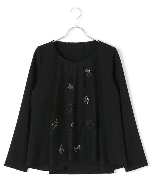 INGEBORG / インゲボルグ シャツ・ブラウス | 【アウトレット】ノルディックストレッチシフォン×レースブラウス（クロ）