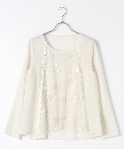 INGEBORG / インゲボルグ シャツ・ブラウス | 【アウトレット】ノルディックストレッチシフォン×レースブラウス（アイボリー）