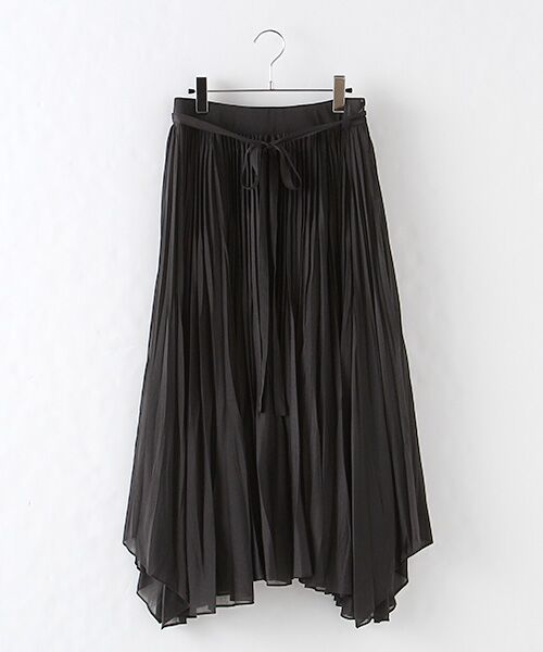 INGEBORG / インゲボルグ ロング・マキシ丈スカート | 【アウトレット】デニム風プリントふわゆるプリーツスカート （クロ）