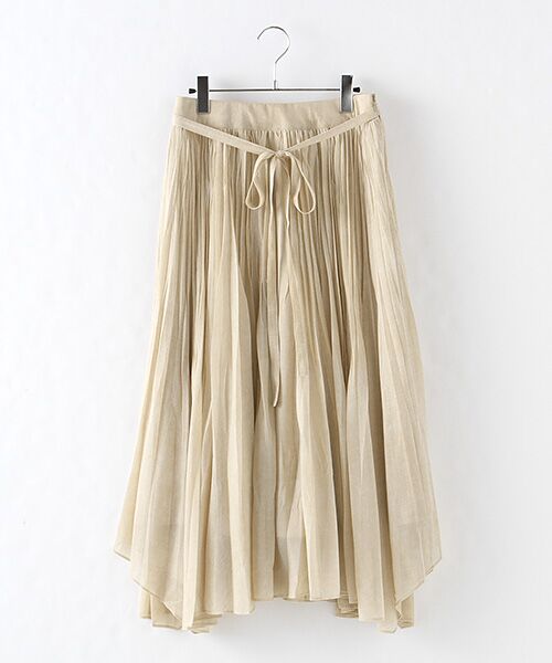 INGEBORG / インゲボルグ ロング・マキシ丈スカート | 【アウトレット】デニム風プリントふわゆるプリーツスカート （ベージュデニム）