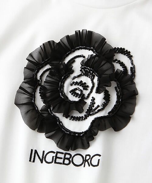 INGEBORG / インゲボルグ Tシャツ | 【OUTLET】天竺シルケットカメリアモチーフTシャツ | 詳細5