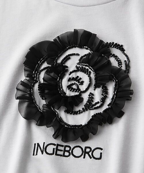 INGEBORG / インゲボルグ Tシャツ | 【OUTLET】天竺シルケットカメリアモチーフTシャツ | 詳細6