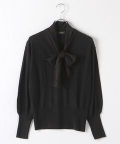 【OUTLET】フランスレースボウタイ衿ニットプルオーバー